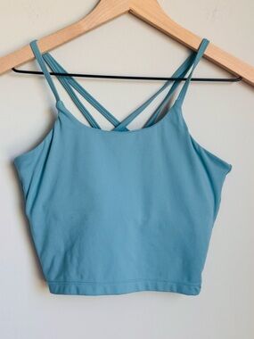 Blogilates Strappy Cropped Tank Top Teal Blue Size XS